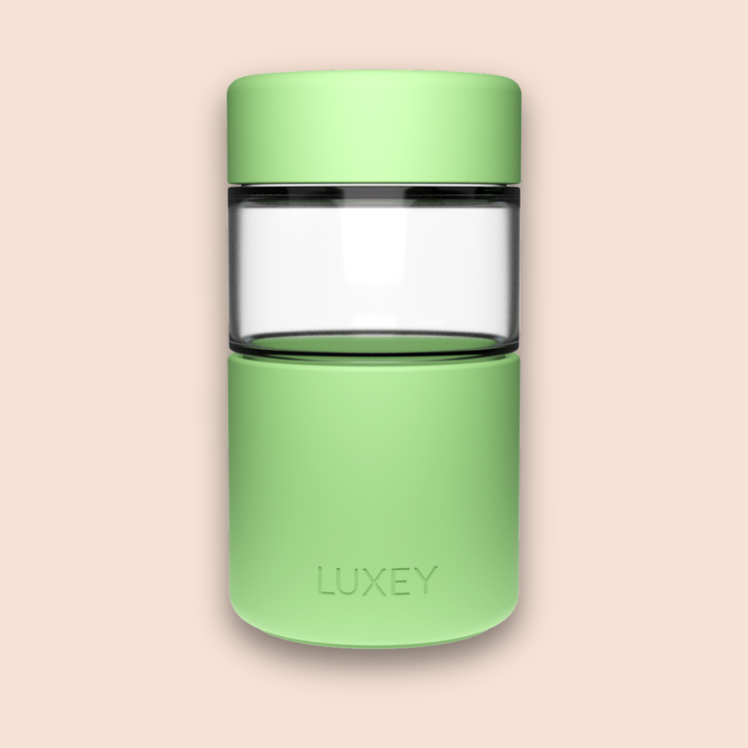 Luxey Cup - ORIGINAL -  Reusable Glass Coffee Cup 12oz: DISCO LIME