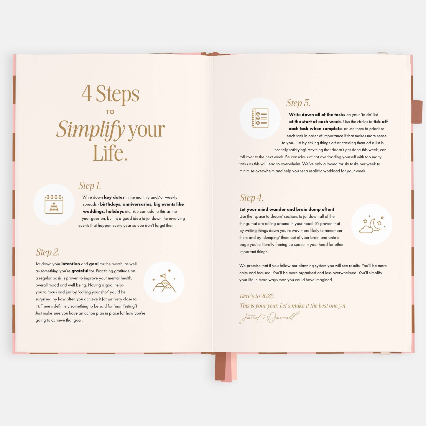 2026 Rose Check A5 Vertical Planner