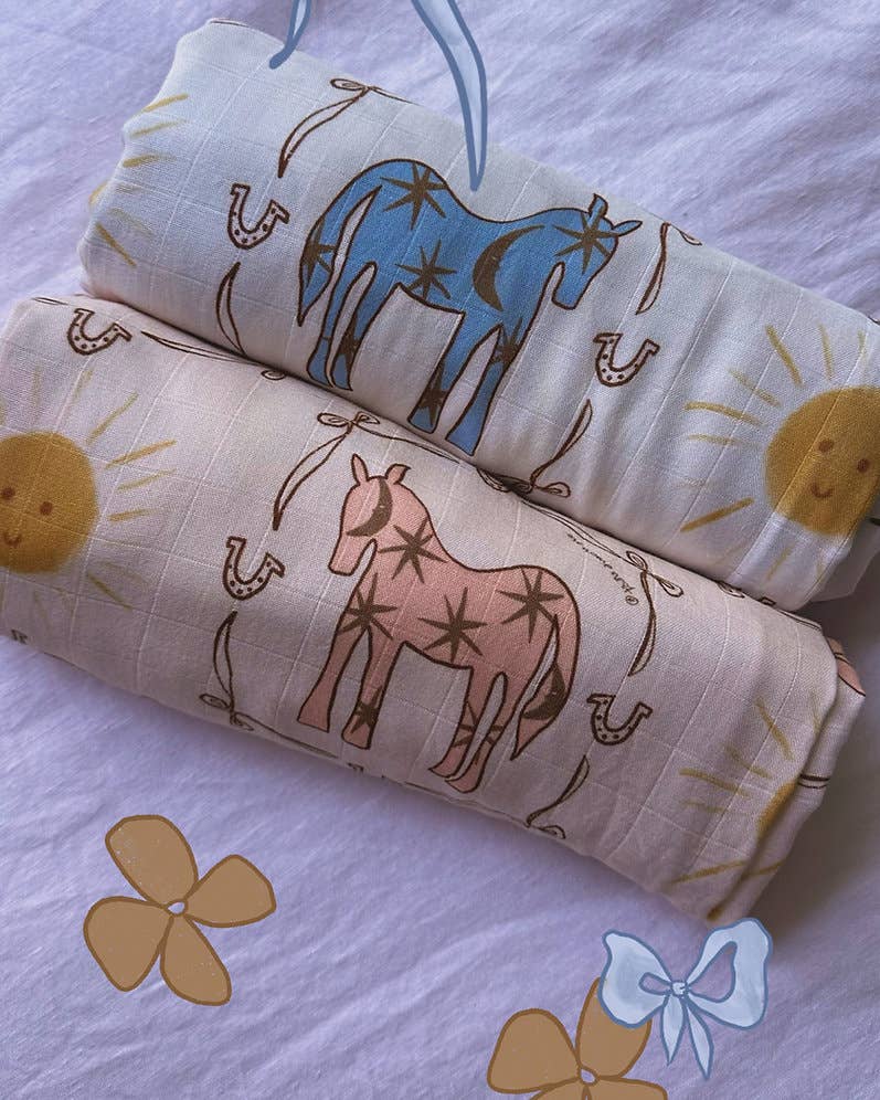 The Name Nest Pink pony club baby wrap