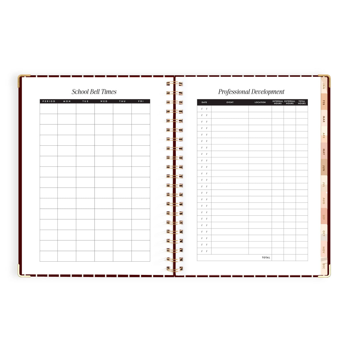 Fox & Fallow - 2027 Merlot Pinstripe A4 Academic Planner