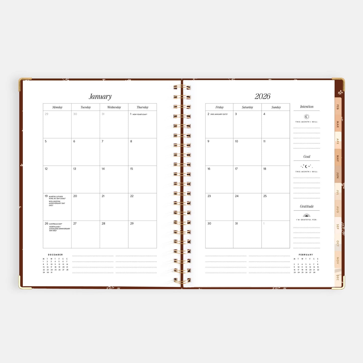 2026 Raspberry A4 Academic Vertical Spiral Planner