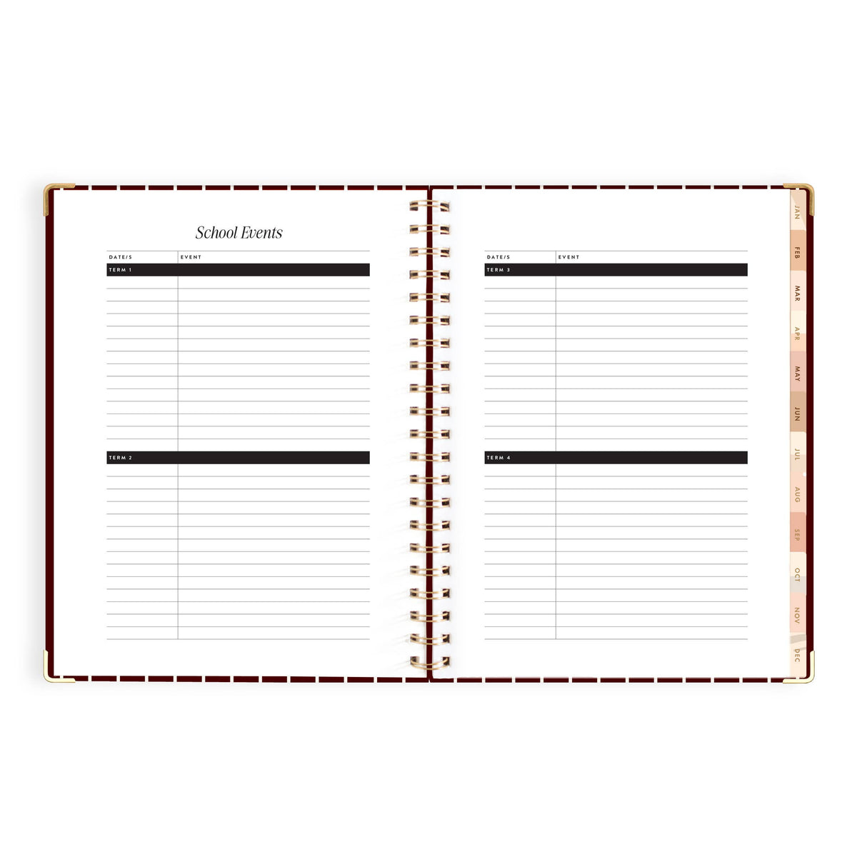 Fox & Fallow - 2027 Merlot Pinstripe A4 Academic Planner