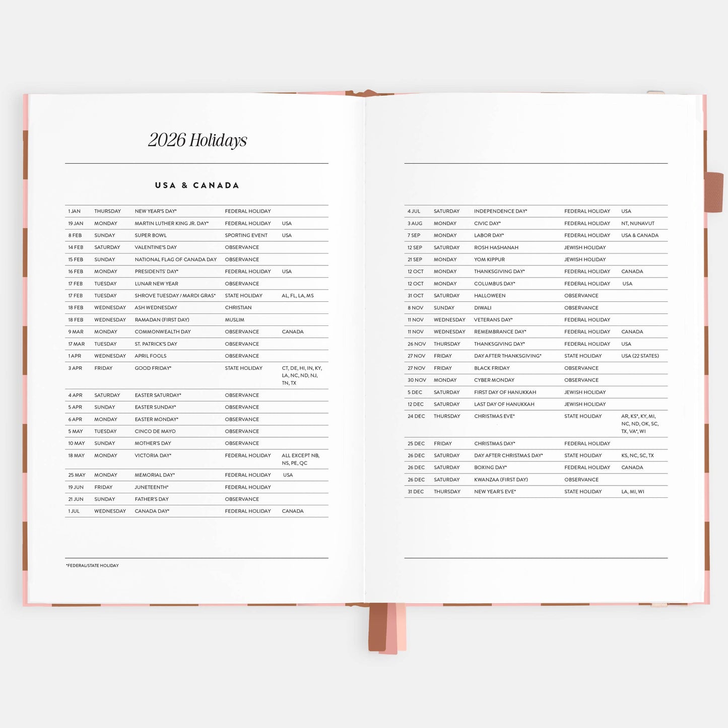 2026 Rose Check A5 Vertical Planner
