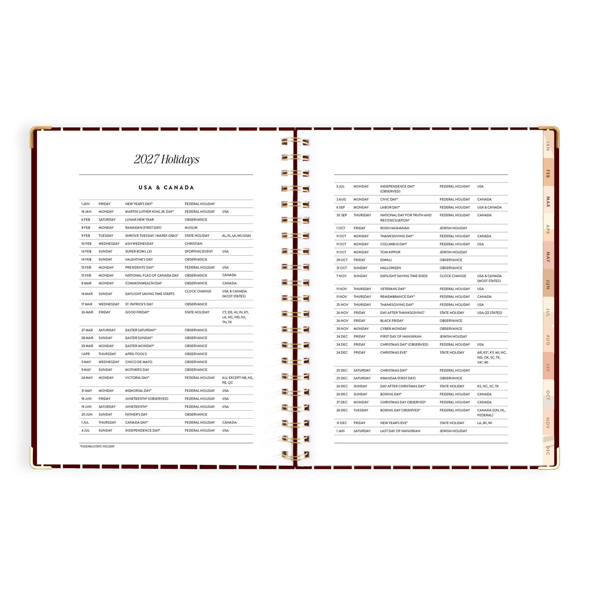 Fox & Fallow - 2027 Merlot Pinstripe A4 Academic Planner