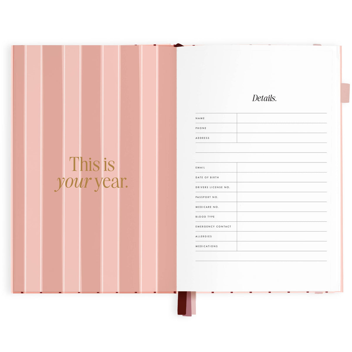 Fox & Fallow - 2027 Rose Pinstripe A5 Horizontal Planner