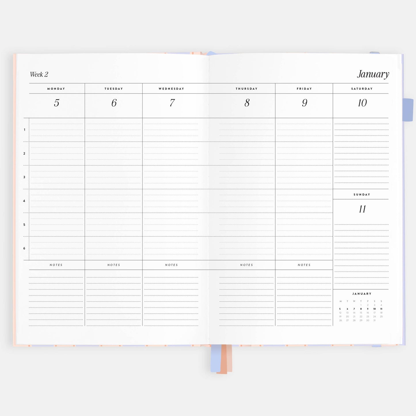 2026 Powder Stripe A5 Academic Vertical Planner