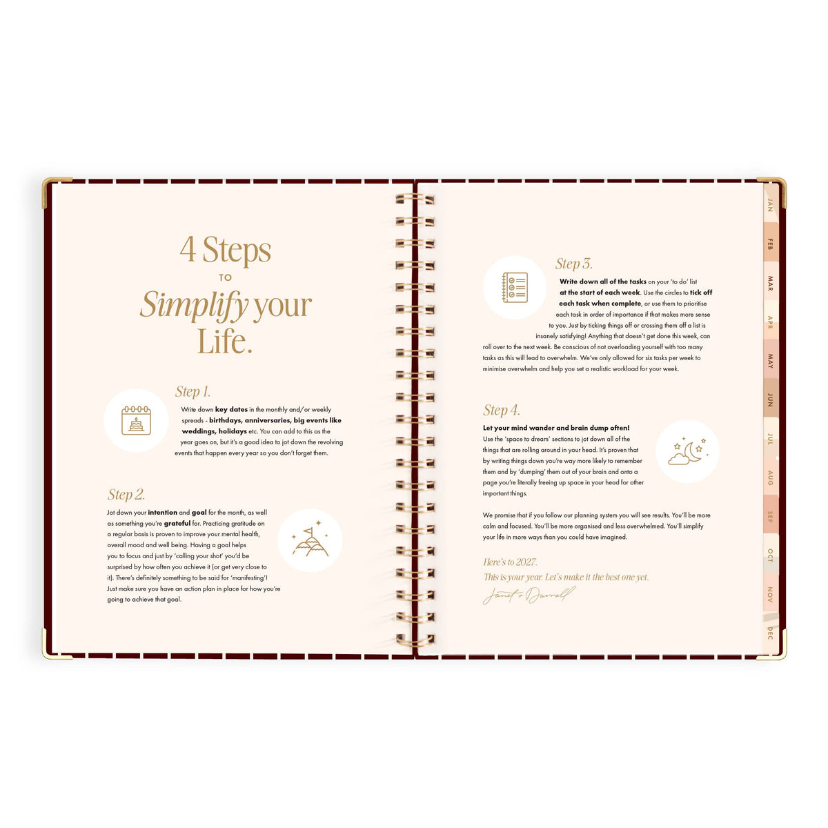 Fox & Fallow - 2027 Merlot Pinstripe A4 Academic Planner