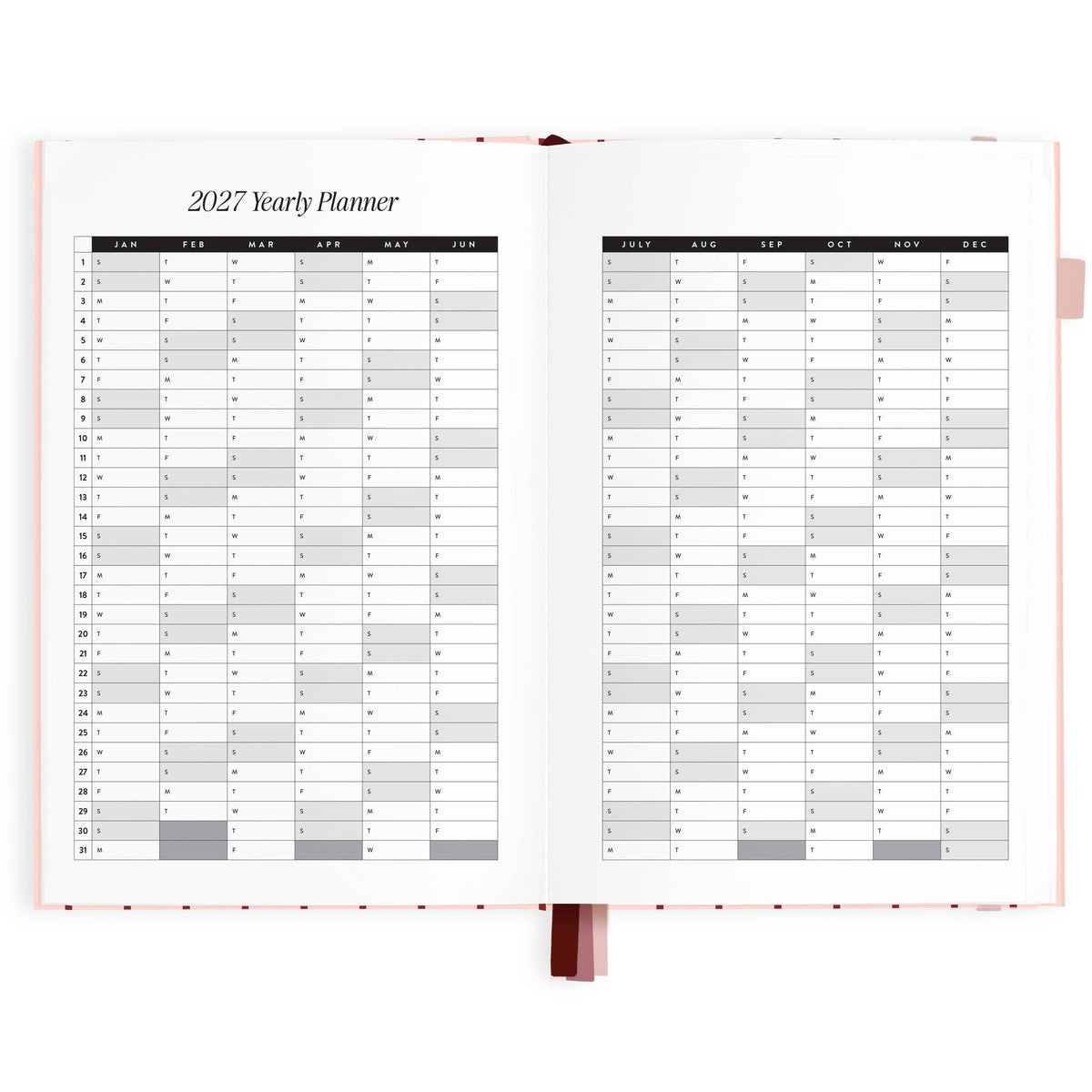 Fox & Fallow - 2027 Rose Pinstripe A5 Horizontal Planner
