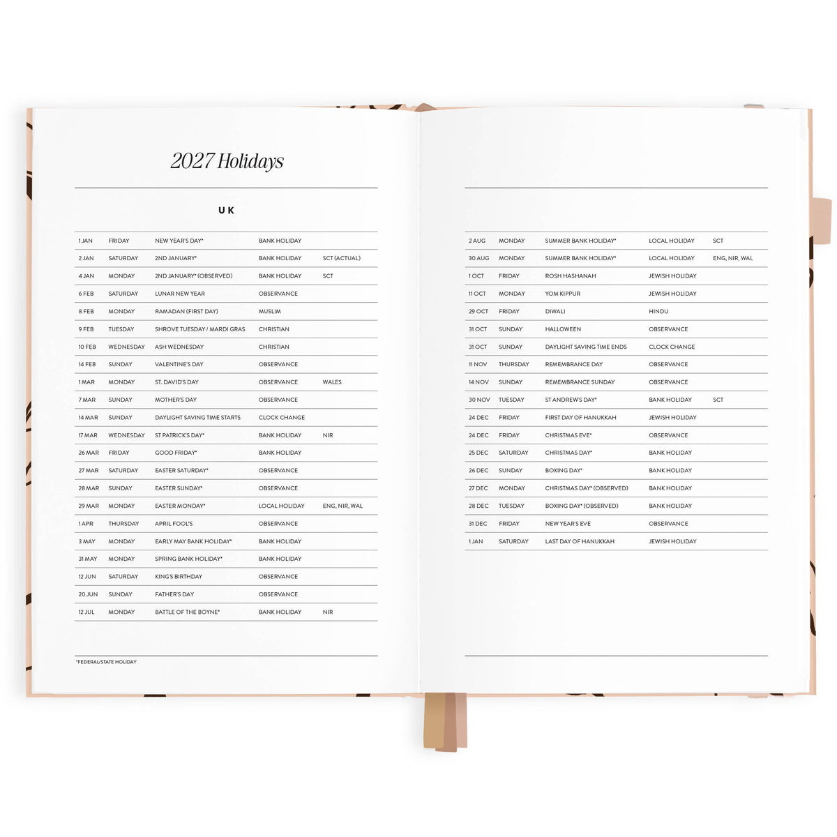 Fox & Fallow - 2027 Amalfi Latte A5 Vertical Planner