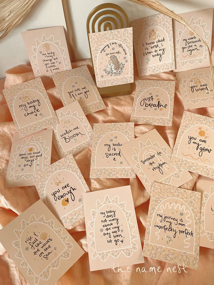 The Name Nest Pregnancy and birth affirmation cards