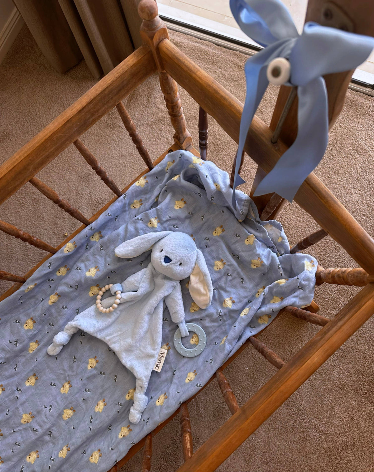 the name nest - Blue Marnie - bunny comforter and teether