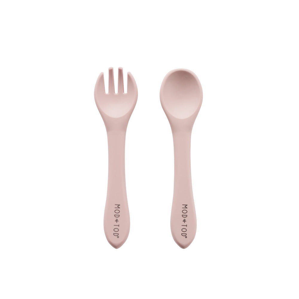 Toddler Silicone Cutlery Set - Blush Pink
