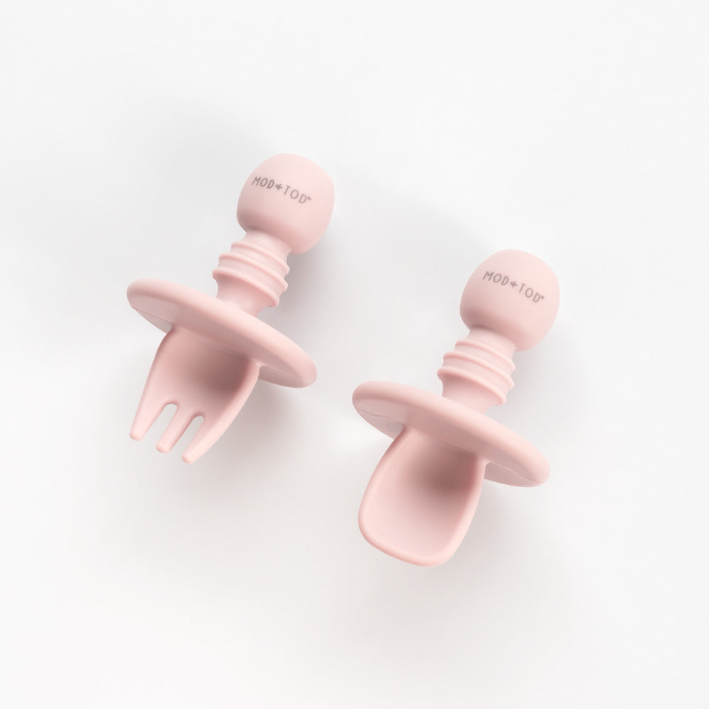 Mini Silicone Cutlery Set - Blush Pink