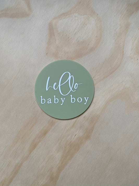 Hello Baby Boy/Girl Birth Announcement Disc