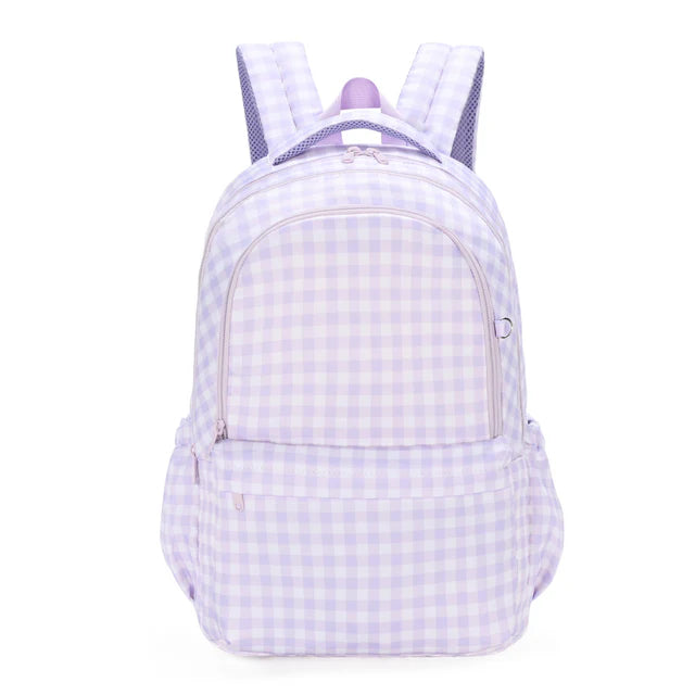 Lilac Gingham Campus School Backpack 2.0