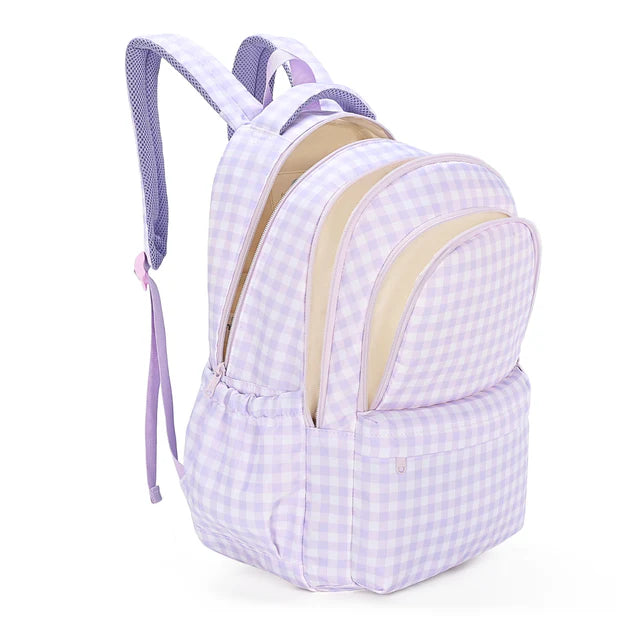 Lilac Gingham Campus School Backpack 2.0