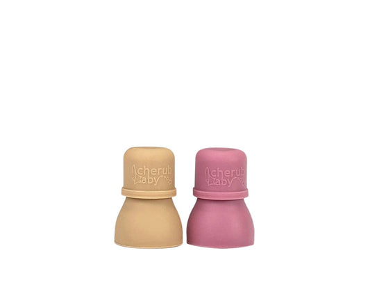 Silicone Food Pouch Soft Spouts 2PK - Dusty Rose/Sand