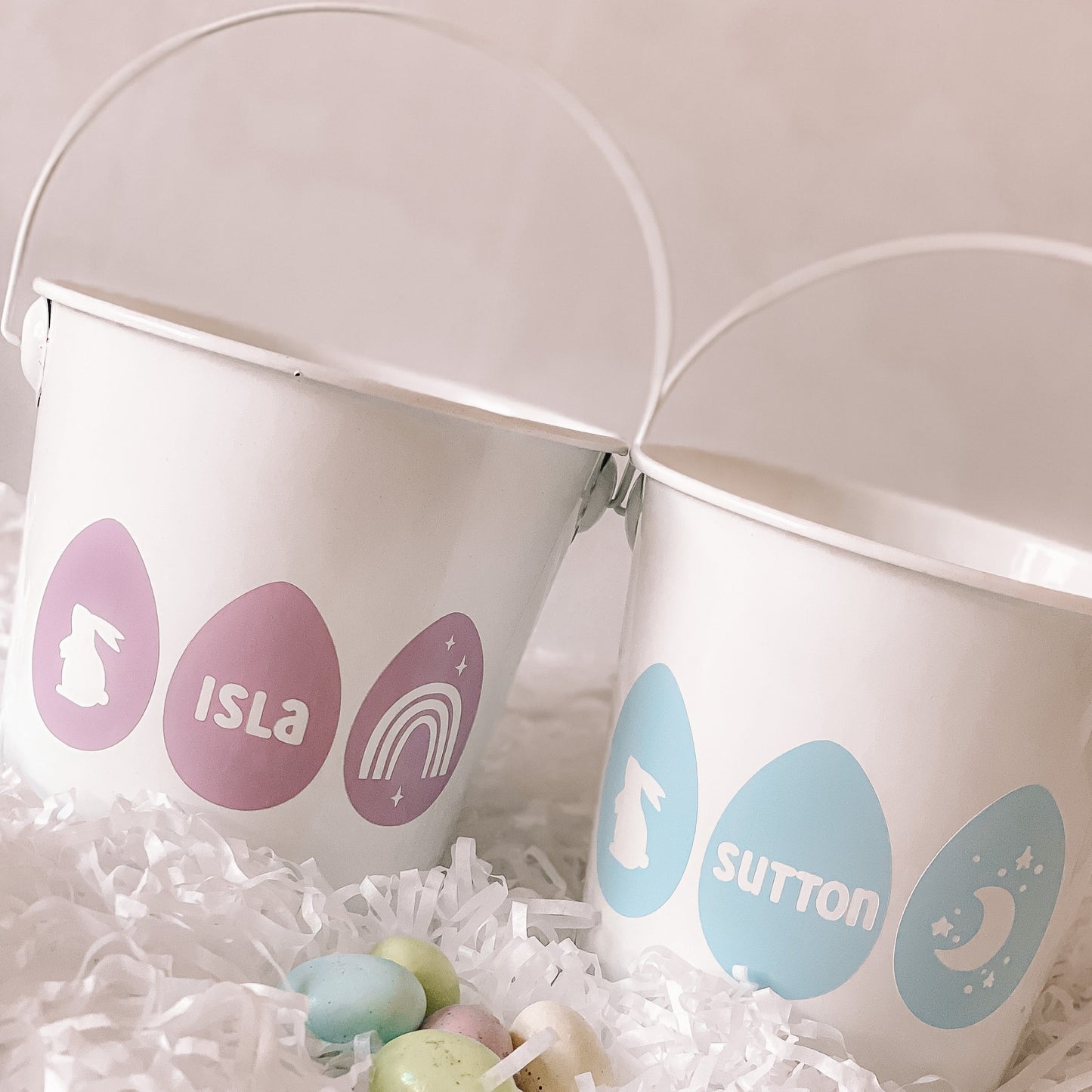 White Personalised Easter Bucket