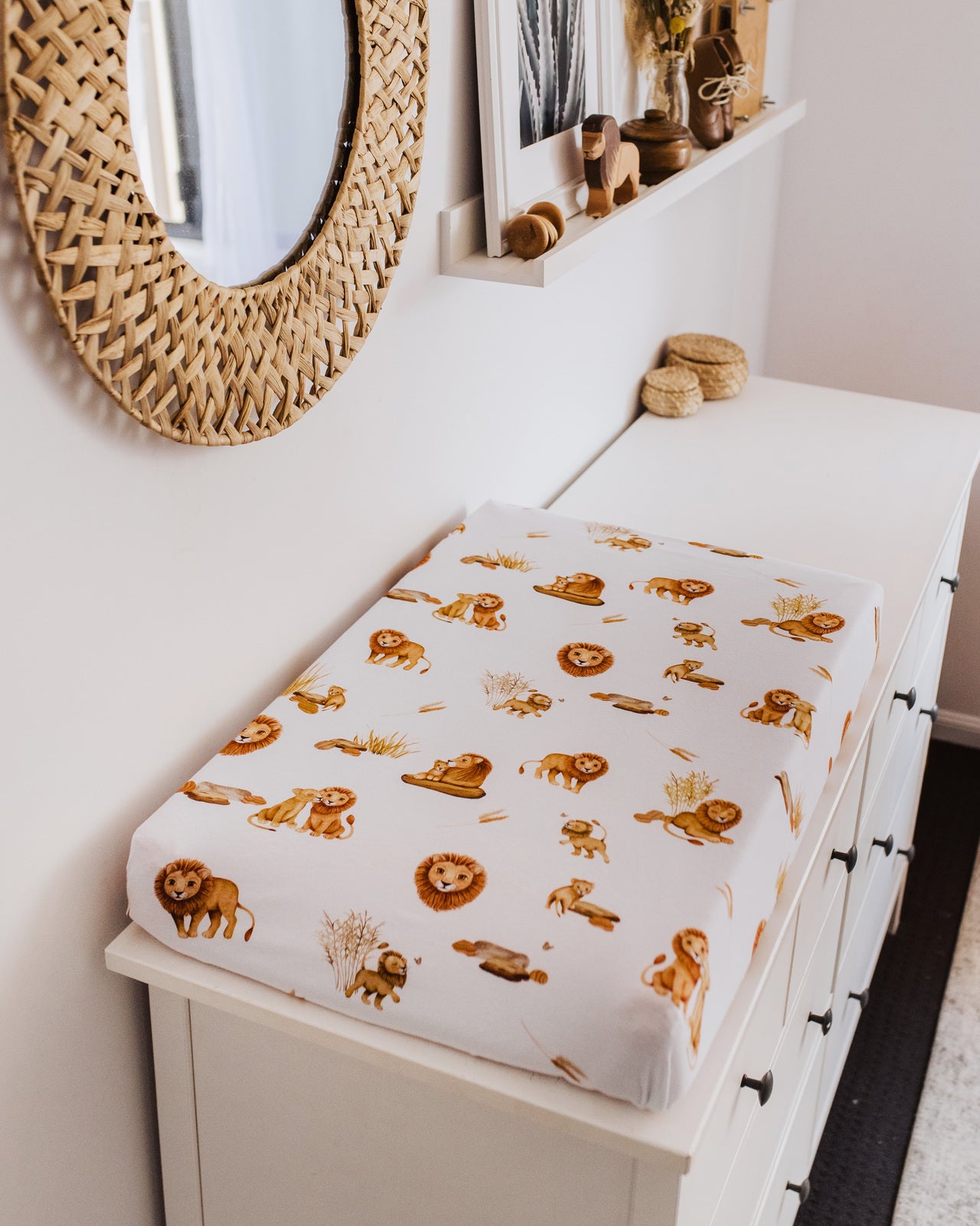 Lion Fitted Jersey Bassinet Sheet/Change Pad Cover